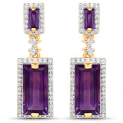 Bids.com 18K Yellow Gold Plated 6.01 Carat Genuine Emerald and White Topaz .925 Sterling Silver Earrings Earrings