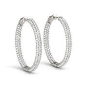 Bids.com 14k White Gold Two Row Pave Set Diamond Hoop Earrings (7 cttw) Earrings