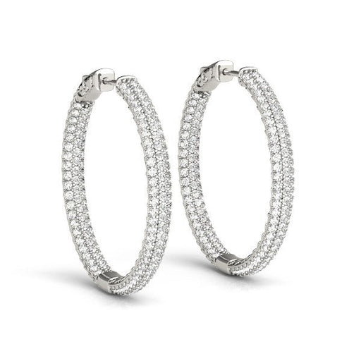 Bids.com 14k White Gold Two Row Pave Set Diamond Hoop Earrings (7 cttw) Earrings