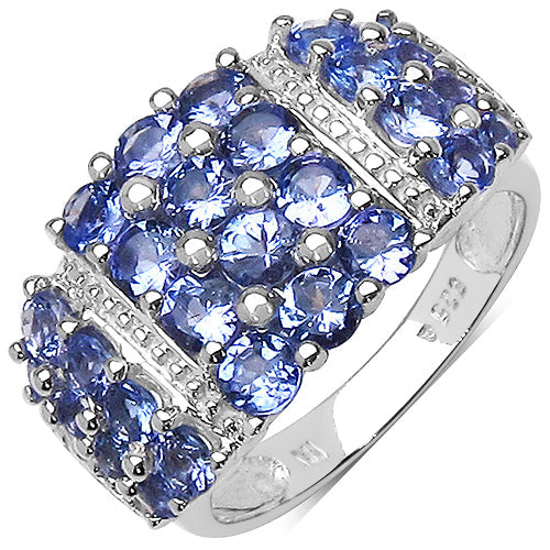 Bids.com 2.06 Carat Genuine Tanzanite .925 Sterling Silver Ring Rings
