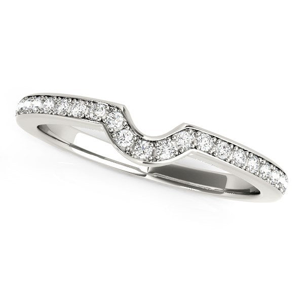 Bids.com 14k White Gold Modern Curved Prong Set Diamond Wedding Band (1/8 cttw) Rings