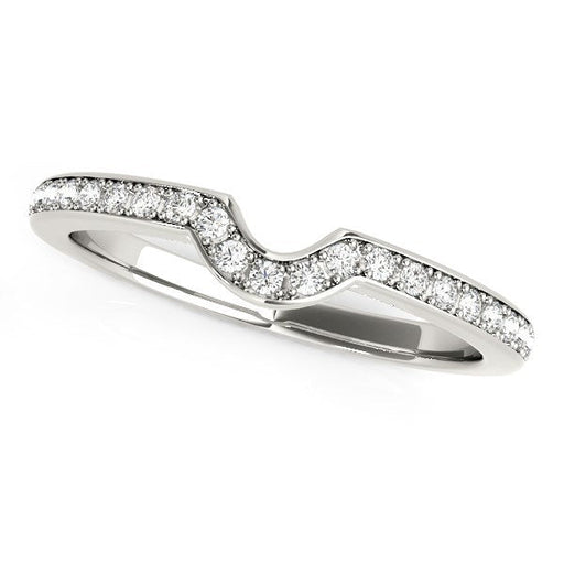 Bids.com 14k White Gold Modern Curved Prong Set Diamond Wedding Band (1/8 cttw) Rings