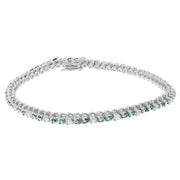 Bids.com 14K White Gold 4 5/8 Cttw Alternating White and Blue Diamond Martini Set Tennis Bracelet (H-I Color, I1-I2 Clarity) - 7" Inches Bracelets