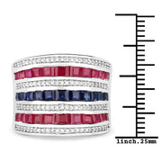Bids.com 3.36 Carat Genuine Multi Stones .925 Sterling Silver Ring Rings