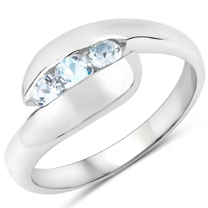 Bids.com 0.74 Carat Genuine Blue Topaz .925 Sterling Silver Ring Rings