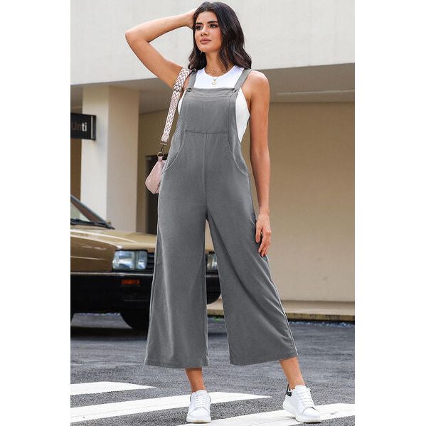 Pocketed Wide Leg Overall