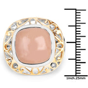 Bids.com Two Tone Plated 12.80 Carat Genuine Moonstone .925 Sterling Silver Ring Rings