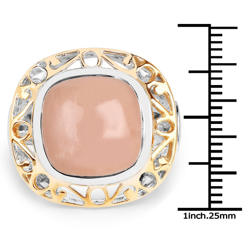 Bids.com Two Tone Plated 12.80 Carat Genuine Moonstone .925 Sterling Silver Ring Rings