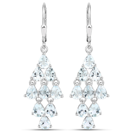 Bids.com 3.96 Carat Genuine Aquamarine .925 Sterling Silver Earrings Earrings