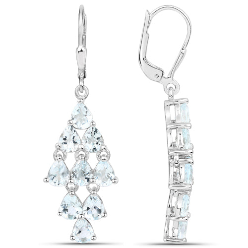 Bids.com 3.96 Carat Genuine Aquamarine .925 Sterling Silver Earrings Earrings
