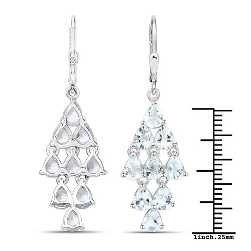 Bids.com 3.96 Carat Genuine Aquamarine .925 Sterling Silver Earrings Earrings