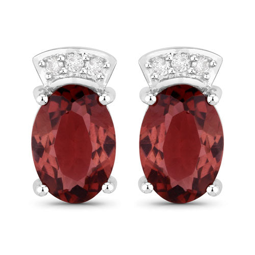 Bids.com 1.35 Carat Genuine Pink Tourmaline and White Diamond 14K White Gold Earrings Earrings