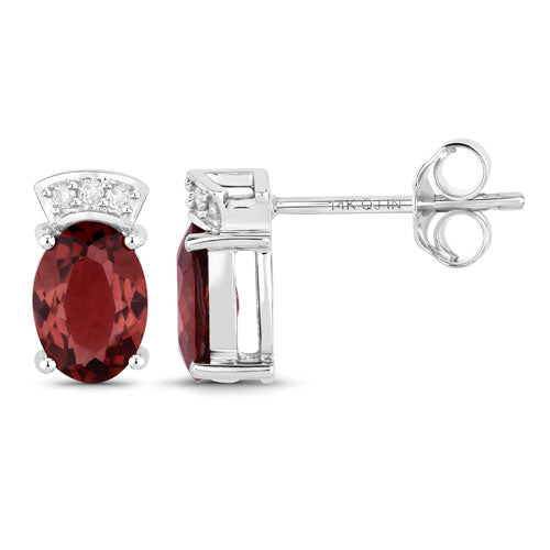 Bids.com 1.35 Carat Genuine Pink Tourmaline and White Diamond 14K White Gold Earrings Earrings