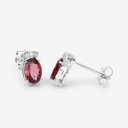 Bids.com 1.35 Carat Genuine Pink Tourmaline and White Diamond 14K White Gold Earrings Earrings