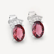 Bids.com 1.35 Carat Genuine Pink Tourmaline and White Diamond 14K White Gold Earrings Earrings