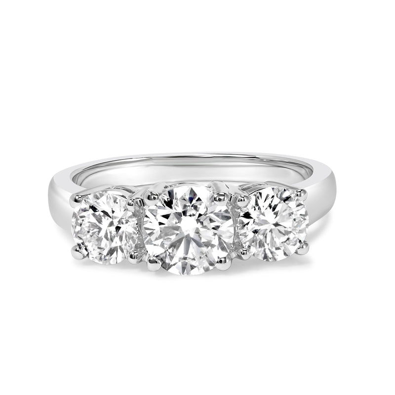 Bids.com 14K White Gold 2.00 Cttw Lab Grown Diamond 3 Stone Ring Band (F-G Color, VS1-VS2 Clarity) - Ring Size 7 Rings