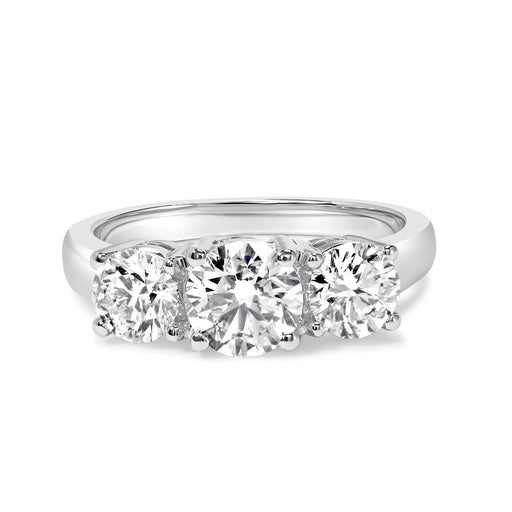 Bids.com 14K White Gold 2.00 Cttw Lab Grown Diamond 3 Stone Ring Band (F-G Color, VS1-VS2 Clarity) - Ring Size 7 Rings