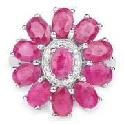 Bids.com 5.83 Carat Genuine Ruby and White Zircon .925 Sterling Silver Ring Rings