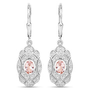 Bids.com 1.04 Carat Genuine Morganite and White Topaz .925 Sterling Silver Earrings Earrings