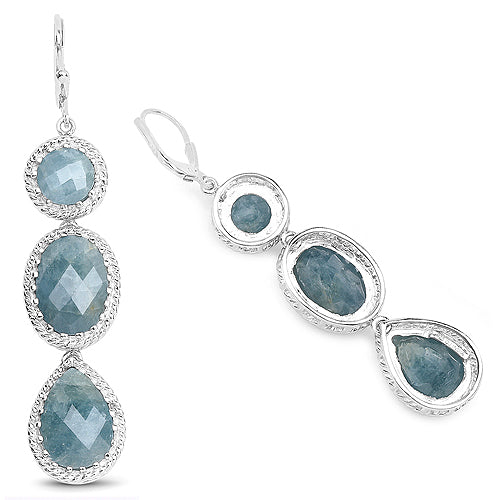Bids.com 21.32 Carat Genuine Milky Aquamarine .925 Sterling Silver Earrings Earrings
