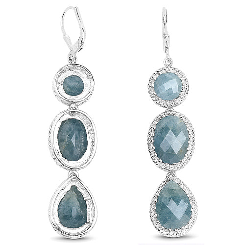Bids.com 21.32 Carat Genuine Milky Aquamarine .925 Sterling Silver Earrings Earrings