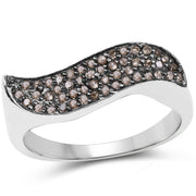 Bids.com 0.21 Carat Genuine Champagne Diamond .925 Sterling Silver Ring Rings