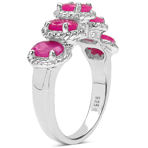 Bids.com 3.20 Carat Genuine Ruby Sterling Silver Ring Rings