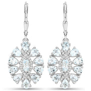 Bids.com 2.93 Carat Genuine Aquamarine and White Topaz .925 Sterling Silver Earrings Earrings