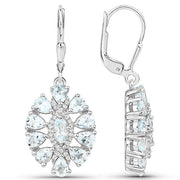Bids.com 2.93 Carat Genuine Aquamarine and White Topaz .925 Sterling Silver Earrings Earrings