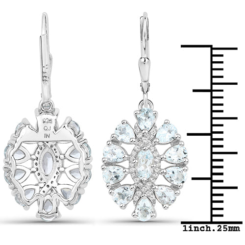 Bids.com 2.93 Carat Genuine Aquamarine and White Topaz .925 Sterling Silver Earrings Earrings