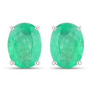 Bids.com 2.40 Carat Genuine Zambian Emerald 10K White Gold Earrings Earrings