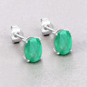 Bids.com 2.40 Carat Genuine Zambian Emerald 10K White Gold Earrings Earrings