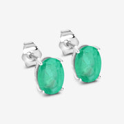 Bids.com 2.40 Carat Genuine Zambian Emerald 10K White Gold Earrings Earrings