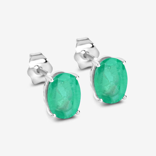 Bids.com 2.40 Carat Genuine Zambian Emerald 10K White Gold Earrings Earrings