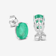 Bids.com 2.40 Carat Genuine Zambian Emerald 10K White Gold Earrings Earrings
