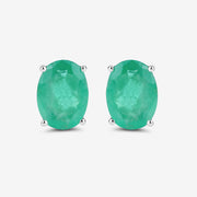 Bids.com 2.40 Carat Genuine Zambian Emerald 10K White Gold Earrings Earrings