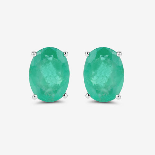 Bids.com 2.40 Carat Genuine Zambian Emerald 10K White Gold Earrings Earrings