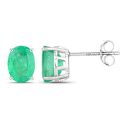 Bids.com 2.40 Carat Genuine Zambian Emerald 10K White Gold Earrings Earrings