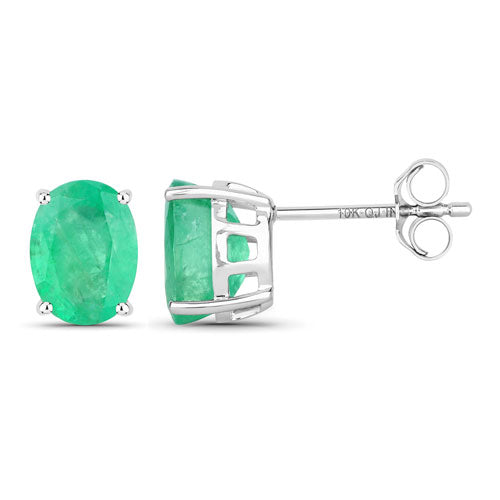 Bids.com 2.40 Carat Genuine Zambian Emerald 10K White Gold Earrings Earrings