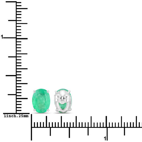 Bids.com 2.40 Carat Genuine Zambian Emerald 10K White Gold Earrings Earrings