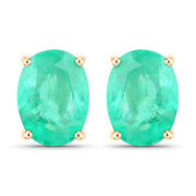 Bids.com 2.40 Carat Genuine Zambian Emerald 10K Yellow Gold Earrings Earrings