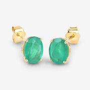 Bids.com 2.40 Carat Genuine Zambian Emerald 10K Yellow Gold Earrings Earrings
