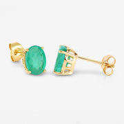 Bids.com 2.40 Carat Genuine Zambian Emerald 10K Yellow Gold Earrings Earrings