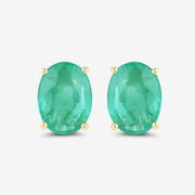 Bids.com 2.40 Carat Genuine Zambian Emerald 10K Yellow Gold Earrings Earrings