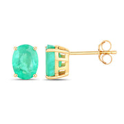 Bids.com 2.40 Carat Genuine Zambian Emerald 10K Yellow Gold Earrings Earrings