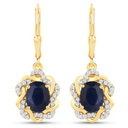 Bids.com 3.46 Carat Genuine Blue Sapphire and White Topaz .925 Sterling Silver Earrings Earrings