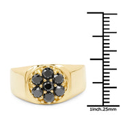 Bids.com 14K Yellow Gold Plated 0.98 Carat Genuine Black Diamond .925 Sterling Silver Ring Rings