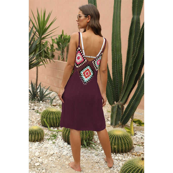 Geometric V-Neck Spaghetti Strap Cover Up Dress