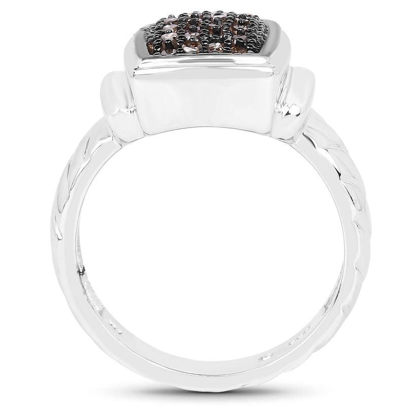 Bids.com 0.22 Carat Genuine Champagne Diamond .925 Sterling Silver Ring Rings