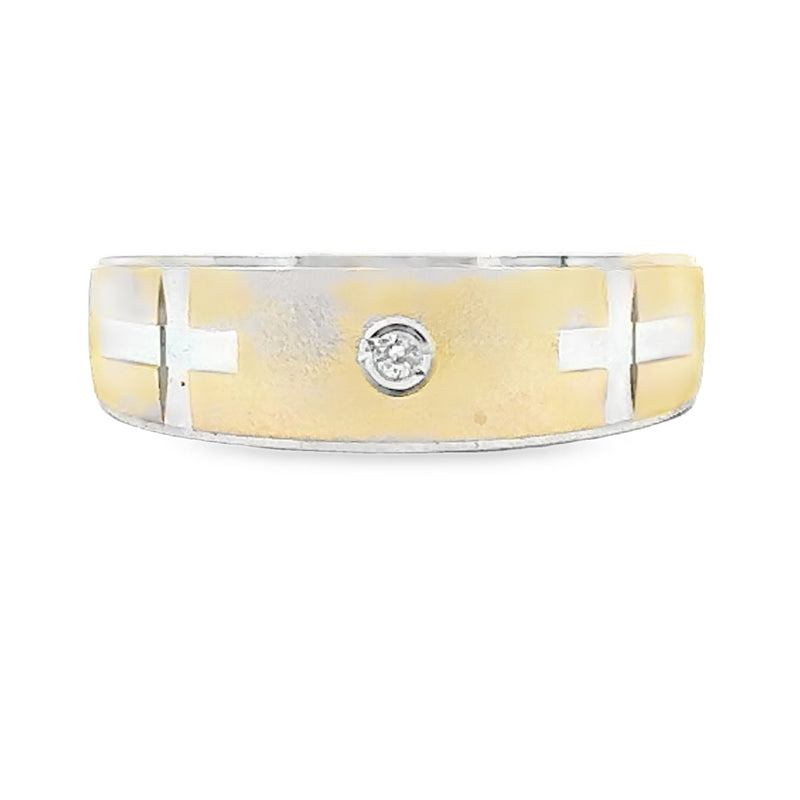 Bids.com .02ct Mens Ring Wedding Band Sterling Silver 14KT Gold Bracelets